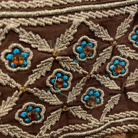 Kenar Womens Silk Maxi Skirt 12 Embellished Fairy Bead Ethereal Nomad Aesthetic - Picture 8 of 9